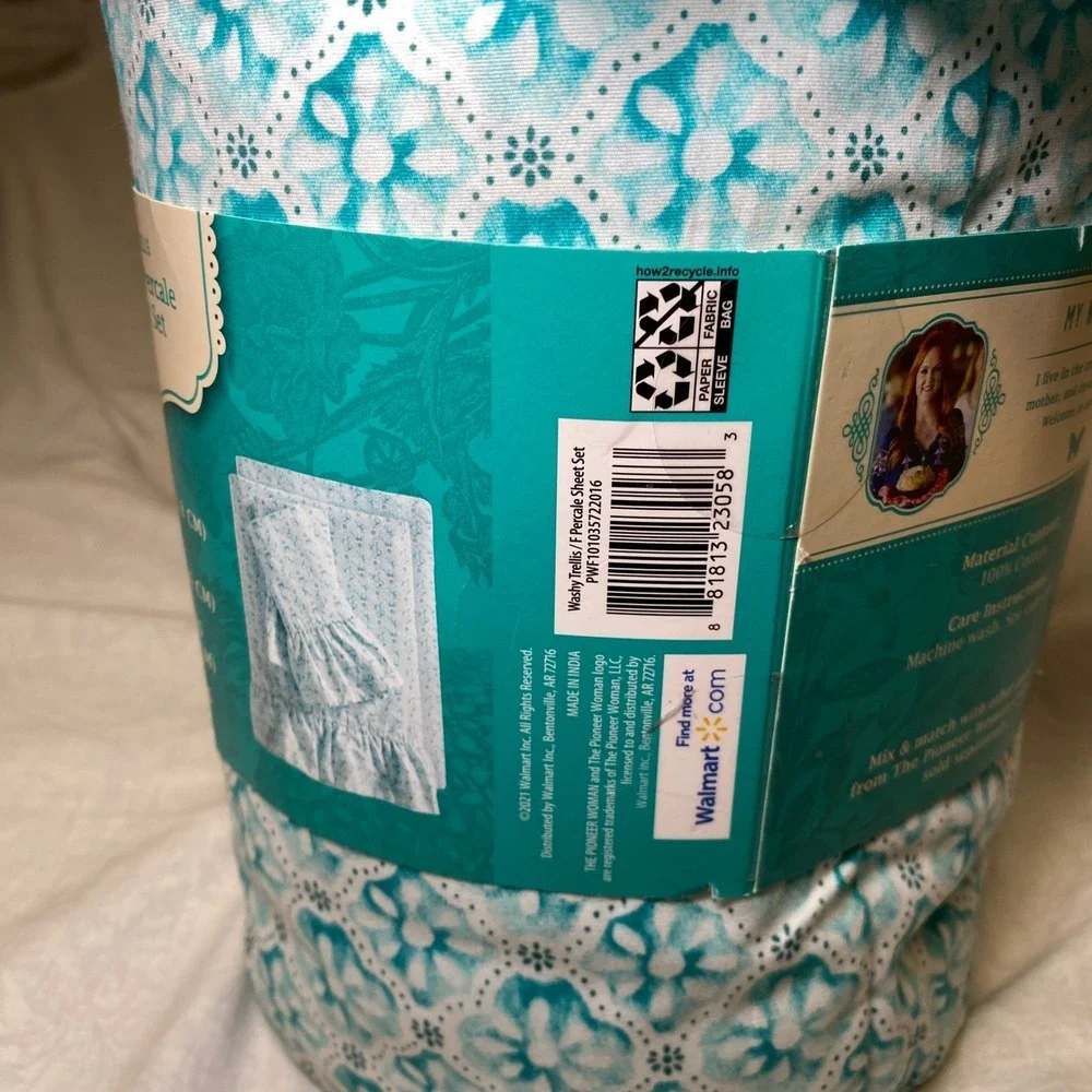 The Pioneer Woman Washy Trellis Cotton Percale Full Sheet Set 4 Pc New